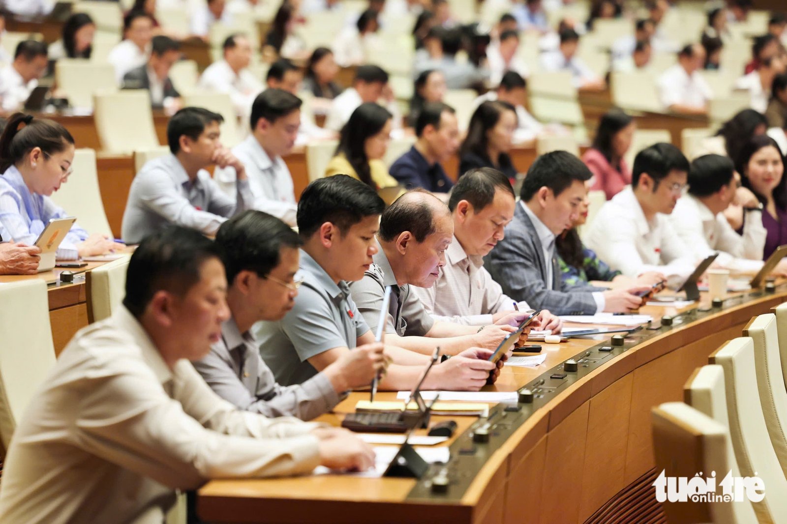 Đại biểu Quốc hội họp phiên chiều ngày 9-4 - Ảnh: NGUYỄN KHÁNH