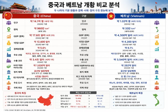 중국과 베트남 개황비교 | 한국관세신문