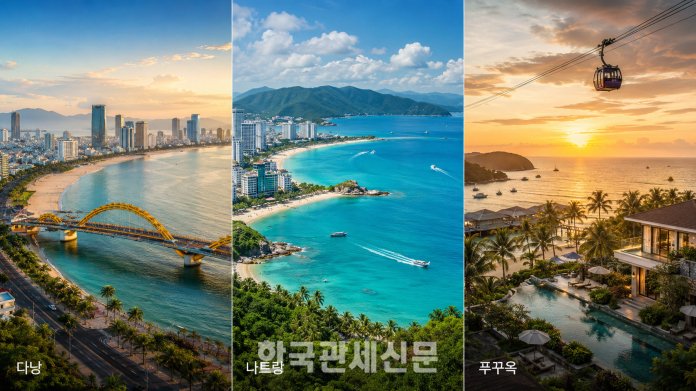 다낭, 나트랑, 푸꾸옥은 베트남 중남부를 대표하는 3대 휴양지로 꼽힌다. 다낭은 도시와 해변이 결합된 복합 관광지, 나트랑은 해양레저와 리조트 중심의 휴양지, 푸꾸옥은 프리미엄 섬 휴양지로 각기 다른 관광 경쟁력을 갖추고 있다. | 한국관세신문