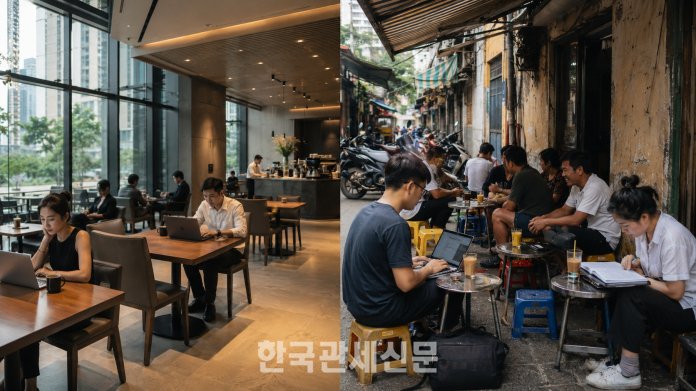 베트남 커피 시장에서는 글로벌 프리미엄 브랜드보다 현지인의 일상과 입맛을 반영한 로컬 카페 문화가 강한 영향력을 발휘하고 있다. │ AI 생성 이미지