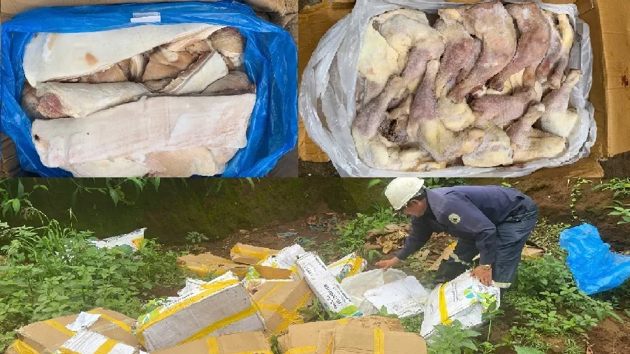자라이성, 악취 나는 돼지고기·닭다리 1톤 가까이 폐기