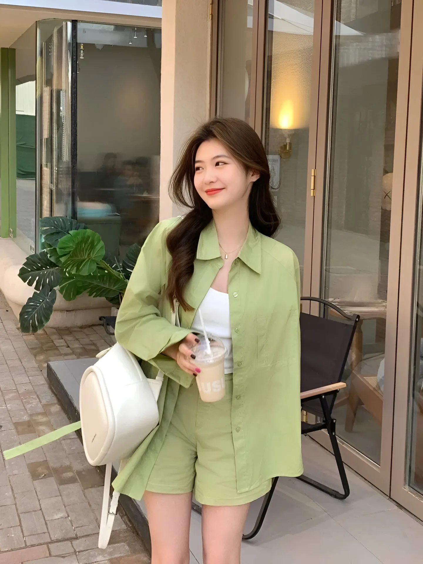 흰 피부를 돋보이게 하는 산뜻한 버터 그린 스타일