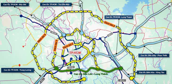 58km 벤럭-롱탄 고속도로 9월 30일 밤 개통…메콩-동나이 1시간 단축